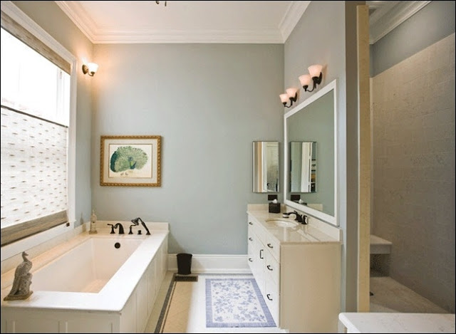 Bathroom with grey walls and white ceiling