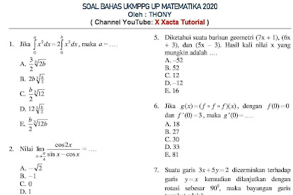 SOAL BAHAS UP PPG MATEMATIKA 2020 (PERSIAPAN BELAJAR UP 2021)