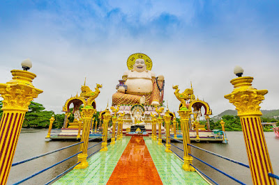 Wat Plai Laem offers breathtaking panoramic views of the surrounding landscapes