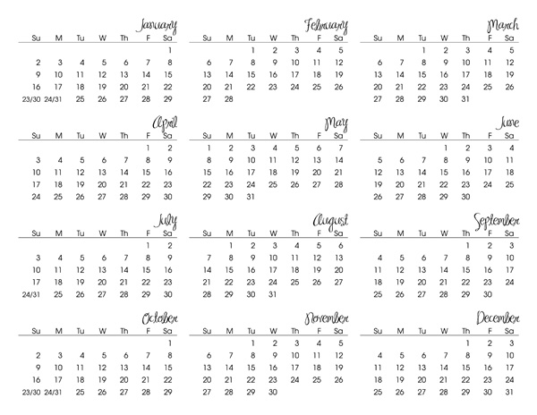 2011 calendar year printable