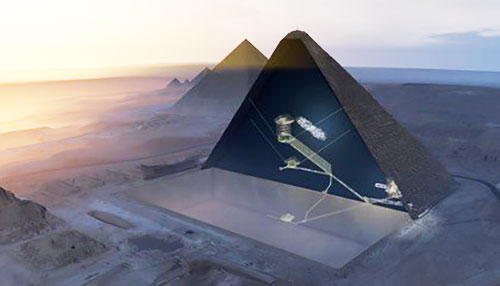 Cartoon showing location of giant void in the Great Pyramid (Source: Smithsonian.com, November 5, 2017)