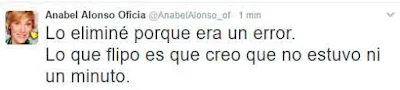 Anabel Alonso retira el tuit que agradecía a los chicharreros por la Gala Drag