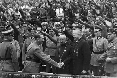 Adolf Hitler shaking hands with Catholic dignitaries in Germany in the 1930s.