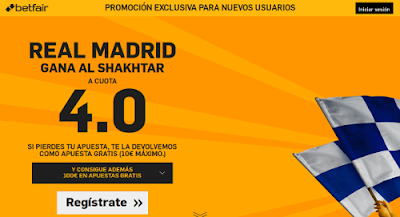 betfair Real Madrid gana Shakhtar super cuota 4 Champions League 15 septiembre