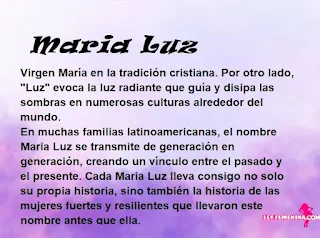 ▷ Significado del nombre Maria Luz