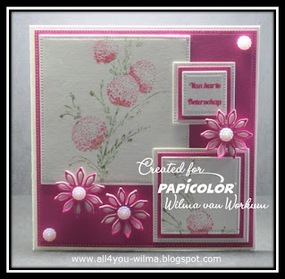 Beterschap, Get well soon, Stempel, Stamp, Bloemen, Flowers, Parels, Pearls, Roze, Pink, Vierkanten, Squares, Papicolor, Crealies, All4You,