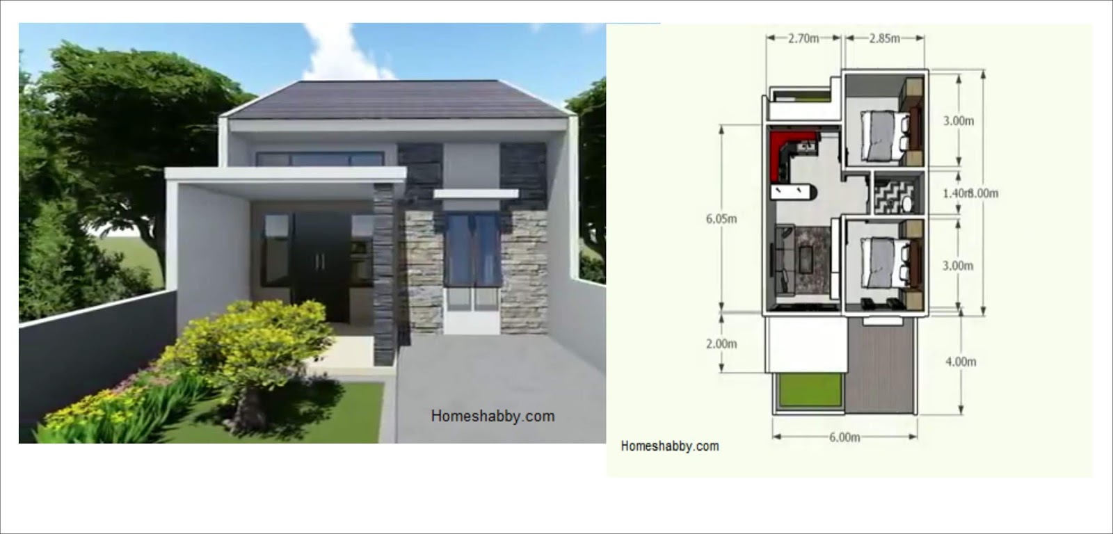 Desain Dan Denah Rumah Gaya Minimalis Type 36 72 2 Kamar Tidur Dan Mini Bar Tampil Lebih Nyaman Dan Modern Homeshabbycom Design Home Plans