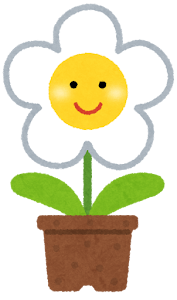 鉢植の花のキャラクター（白）