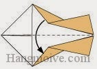 Bước 10: Gấp đôi tờ giấy lại theo chiều từ trên xuống dưới.