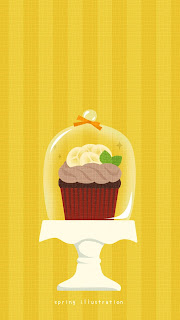 【バナナカップケーキ】スイーツのおしゃれでシンプルかわいいイラストスマホ壁紙/ホーム画面/ロック画面