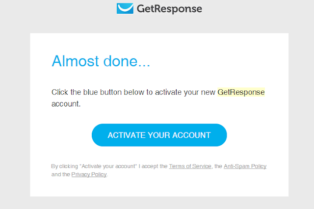 Email kích hoạt tài khoản Getresponse
