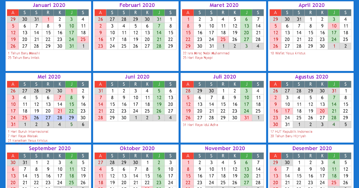  Kalender Indonesia Online 2020 