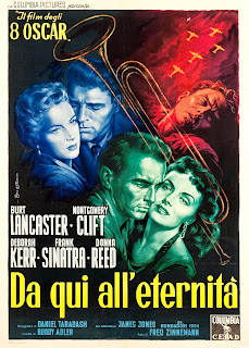 DA QUI ALL' ETERNITÀ. Italia. Cartel Foglio reposición 1959: 100 x 140 cms. Arte: Anselmo Ballester. Imprenta: N. Moneta, Milán - Roma. DE AQUÍ A LA ETERNIDAD. From Here to Eternity. 1953. Estados Unidos. Dirección: Fred Zinnemann. Reparto: Burt Lancaster, Montgomery Clift, Deborah Kerr, Frank Sinatra, Donna Reed, Ernest Borgnine, Jack Warden, Philip Ober, Mickey Shaughnessy, Harry Bellaver, John Dennis, Merle Travis.