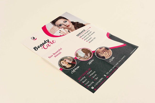 Beauty Parlour Pamphlet design Download for Free  