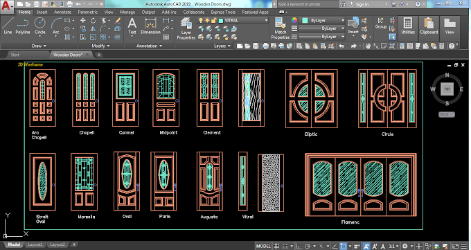 Wooden Doors AutoCAD 2D Blocks Free Download