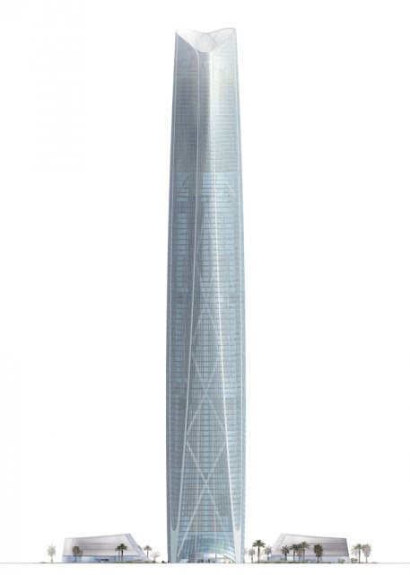 Illustration of tallest skyscraper with its base