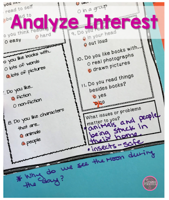 reading survey to find out interests of even our youngest students