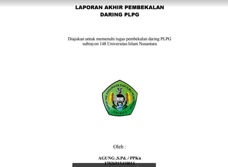 Contoh Cover dan Lembar Pengesahan Laporan Akhir 