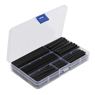 150Pcs 8 Sizes Black Polyolefin 2:1 Halogen-Free Heat Shrink Tubing Tube Sleeving wire with Case hown-store