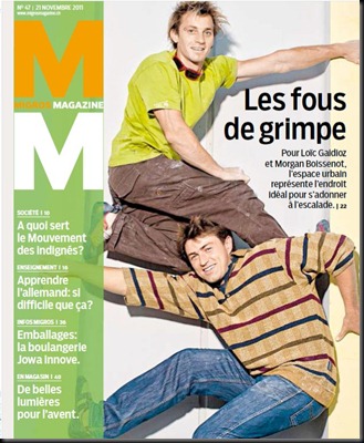 Loic Gaidioz, Mountain Hardwear, Petzl, Julbo, Scarpa, Escalade, climbing, bloc, bouldering, falaise, cliff, Migros Mag couv
