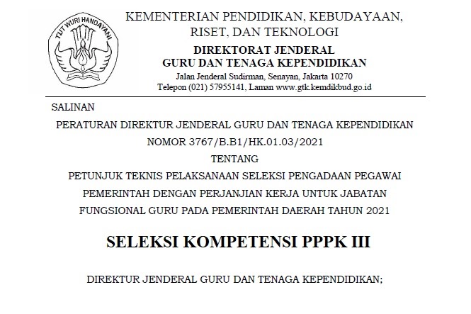 Jadwal Test Seleksi Kompetensi PPPK Guru Tahap III - Informer News