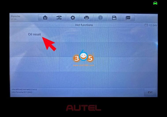 یادآوری روغن پورشه 992 را با Autel MK808 9 تنظیم مجدد کنید