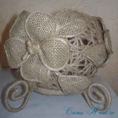 Beautiful Vase Of Jute Twine