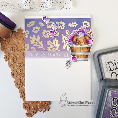 So Very Thankful Card by Samantha Mann for Newton's Nook Designs, Distress Inks, Hot Foil, Hot Foil Plate, Card Making, Fall Cards, #newtonsnook #newtonsnookdesigns #cardmaking #hotfoilplates #hotfoil #distressink