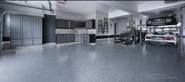 Garage Ceramic Tile with luxury Spacious garage with unique tile