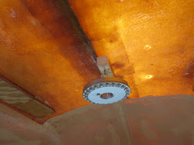 lighting in a partially finished fiberglass trailer