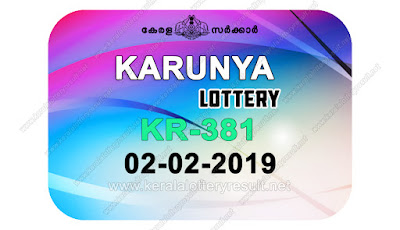 KeralaLotteryResult.net, kerala lottery kl result, yesterday lottery results, lotteries results, keralalotteries, kerala lottery, keralalotteryresult, kerala lottery result, kerala lottery result live, kerala lottery today, kerala lottery result today, kerala lottery results today, today kerala lottery result, Karunya lottery results, kerala lottery result today Karunya, Karunya lottery result, kerala lottery result Karunya today, kerala lottery Karunya today result, Karunya kerala lottery result, live Karunya lottery KR-381, kerala lottery result 02.02.2019 Karunya KR 381 02 February 2019 result, 02 02 2019, kerala lottery result 02-02-2019, Karunya lottery KR 381 results 02-02-2019, 02/02/2019 kerala lottery today result Karunya, 02/02/2019 Karunya lottery KR-381, Karunya 02.02.2019, 02.02.2019 lottery results, kerala lottery result February 02 2019, kerala lottery results 02th February 2019, 02.02.2019 week KR-381 lottery result, 02.02.2019 Karunya KR-381 Lottery Result, 02-02-2019 kerala lottery results, 02-02-2019 kerala state lottery result, 02-02-2019 KR-381, Kerala Karunya Lottery Result 02/02/2019