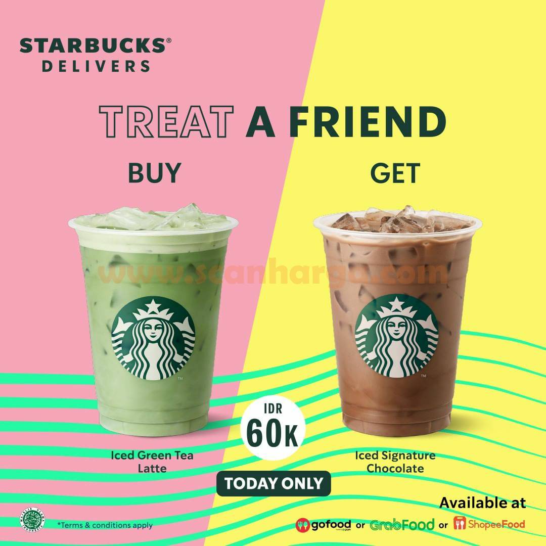 Promo STARBUCKS TREAT A FRIENDS – BELI 2 MINUMAN Rp. 60RIBU