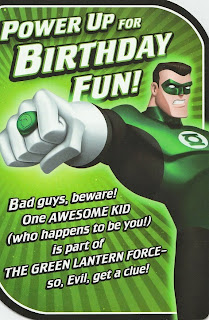 Front of Green Lantern doorknob hanger birthday card from Hallmark