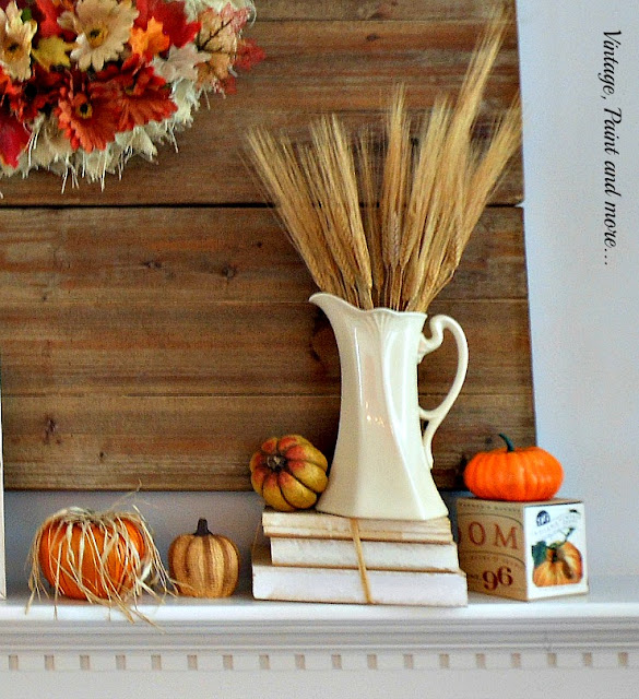 Vintage, Paint and more... Fall mantel done with vintage thrift store finds