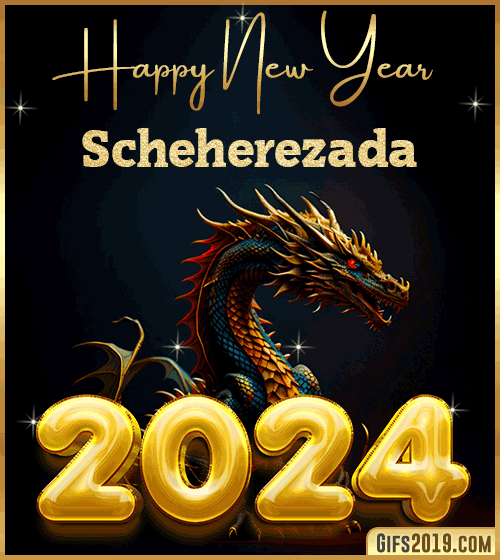 Happy New Year 2024 gif wishes Scheherezada