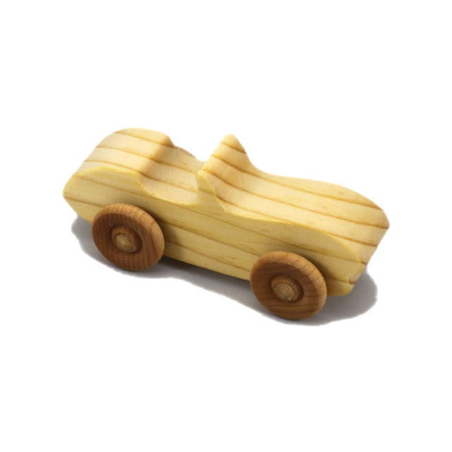 Wood Toy Car, Convertible Sports Coupe, Handmade and Finished with Mineral Oil and Bees Wax, Miniature Snazzy Ripsnorter