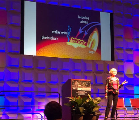 Andrea Dupree, CfA, measures stellar inflow and outflow using stellar spectra at AAS 235 (Source: Palmia Observatory)