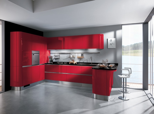 Desain Dapur Modern Warna Merah Rancangan Desain Rumah 