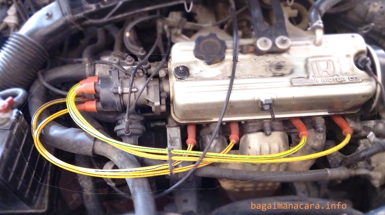 Gambar instalasi kabel  busi  Honda  Accord  Prestige 1986