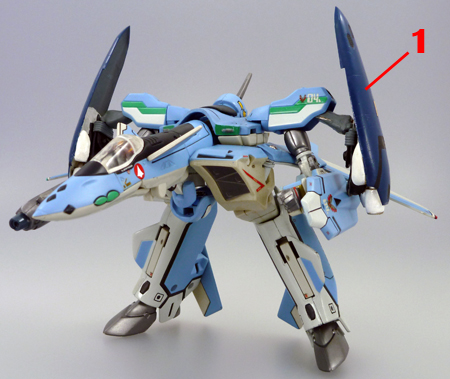 Macross VF-X2 VF-19A VF-X Ravens Excalibur with Super Pack Armament weapon position