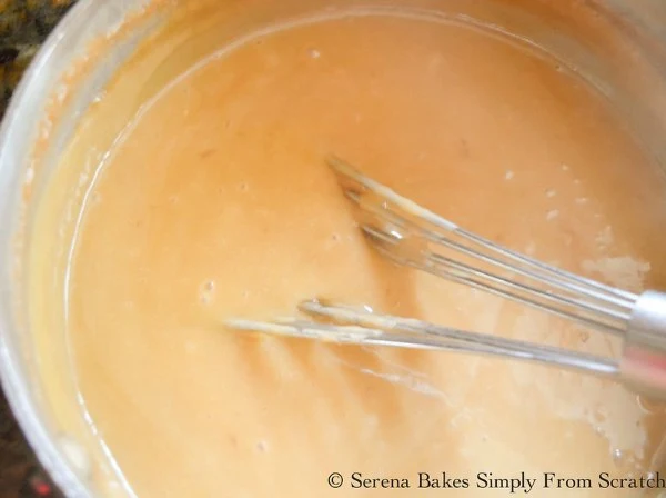 Root Beer Float Pie Filling in a large sauce pan.