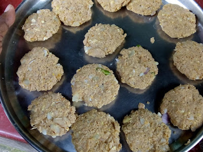 soya keema, with oats and potato shaped