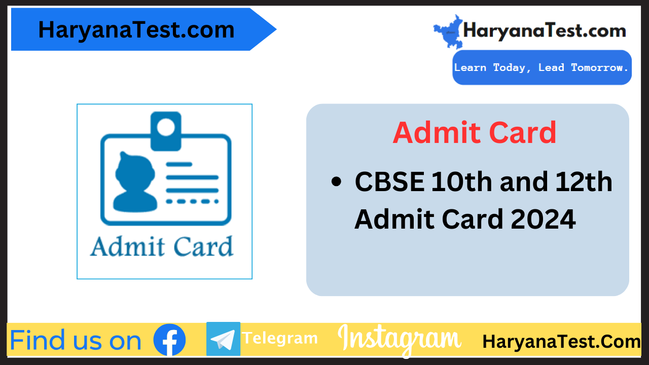 CBSE 10th and 12th Admit card 2024