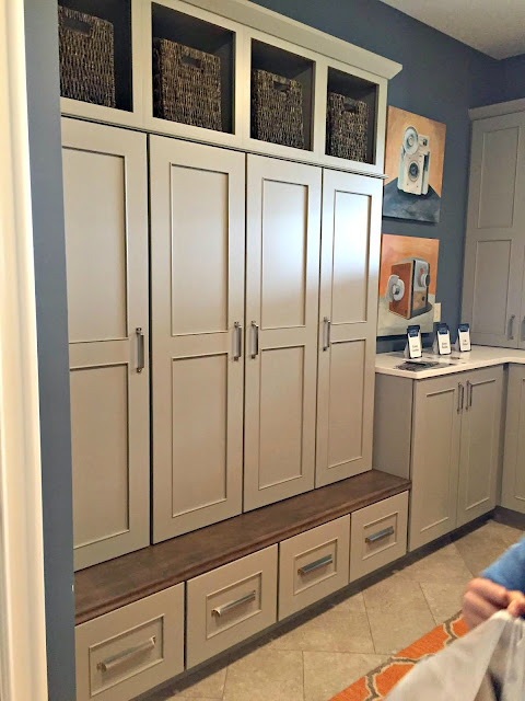 gray mudroom built ins