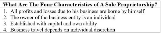 What are the four characteristics of a sole proprietorship?