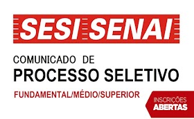 SESI e SENAI recebem inscrições para todos os níveis. Salários de R$ 1.651,73 a R$ 6.544,66