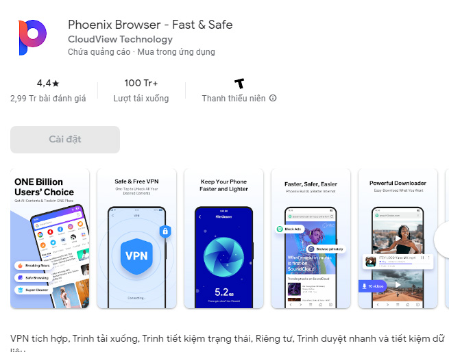 Trình duyệt Phoenix Browser