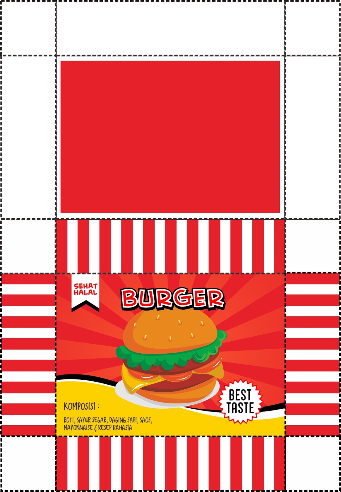 Download Contoh Packaging Burger Roti  dengan CorelDraw 