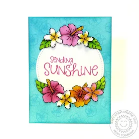 Sunny Studio: Tropical Paradise & Sunny Sentiments Hibiscus Card by Mendi Yoshikawa