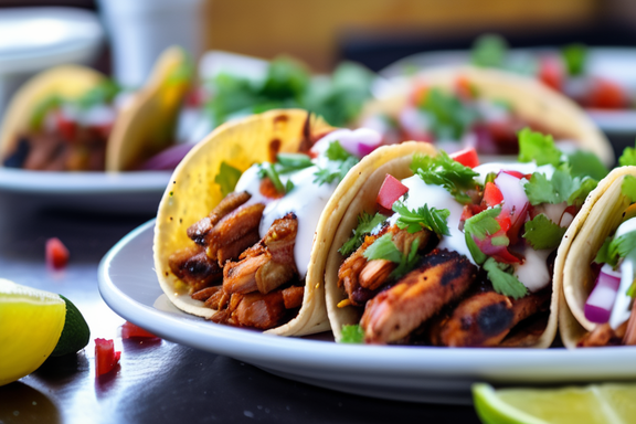 Deliciosos tacos al pastor servidos con cilantro, cebolla y piña, una receta tradicional mexicana